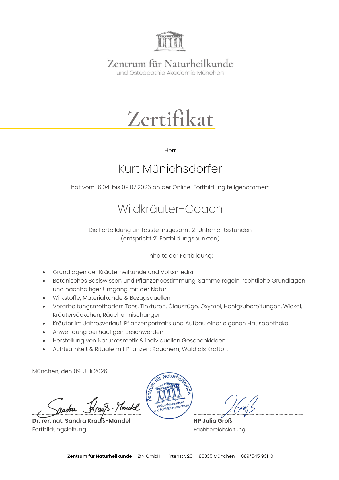 Zertifikate Juli 2026